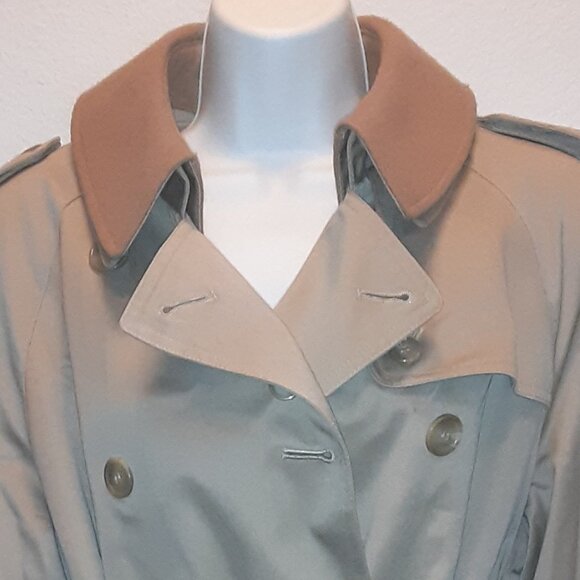 Khaki Tan Lined Camel Hair Over Coat / Trench * Evan-Picone * Details * Sz 10? - Picture 14 of 14
